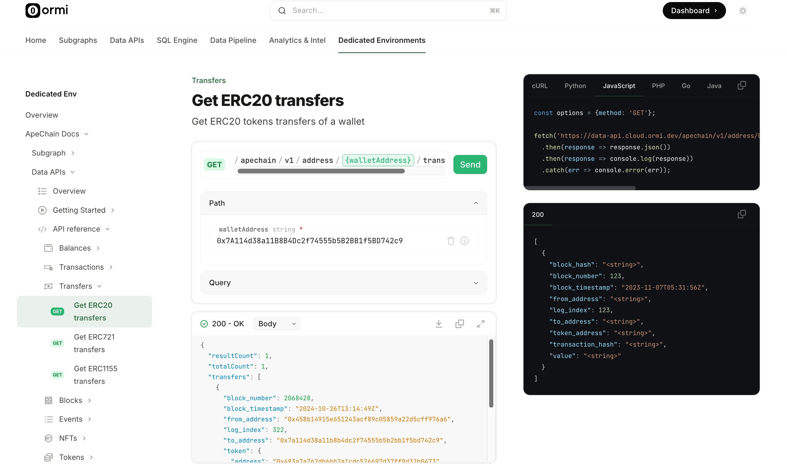 Retrieve ERC20 transfers