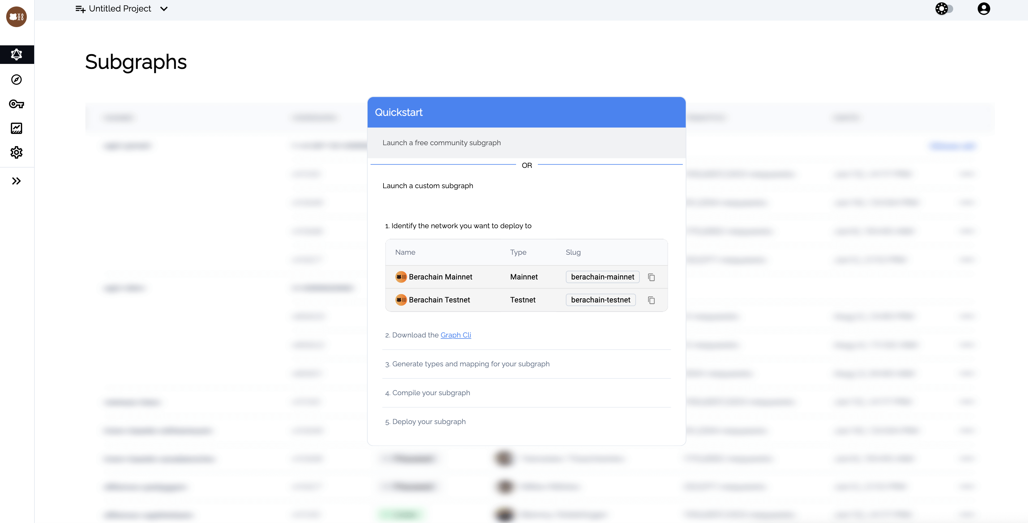 Subgraph analytics page