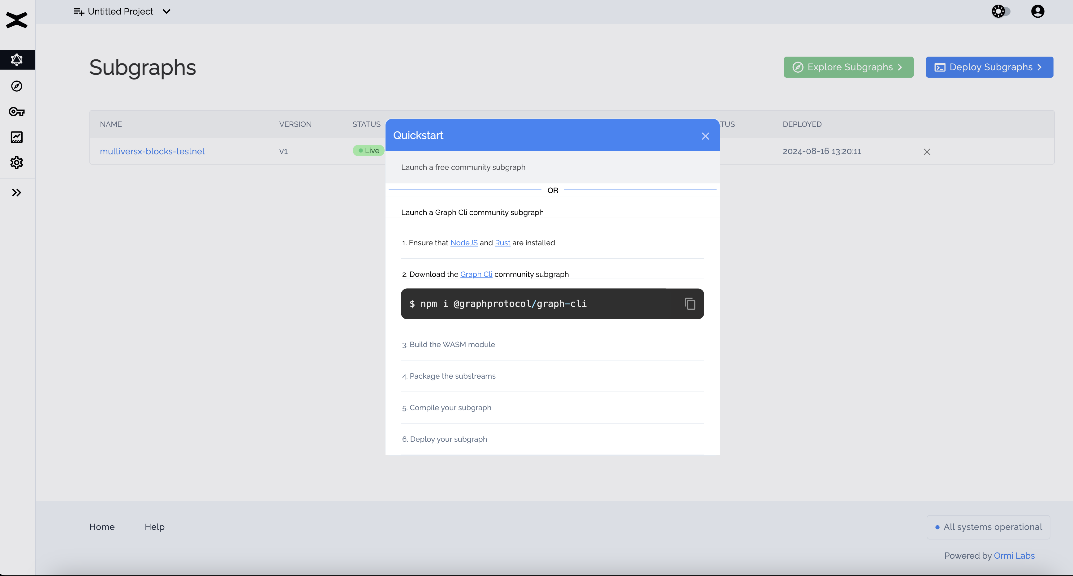 Subgraph analytics page