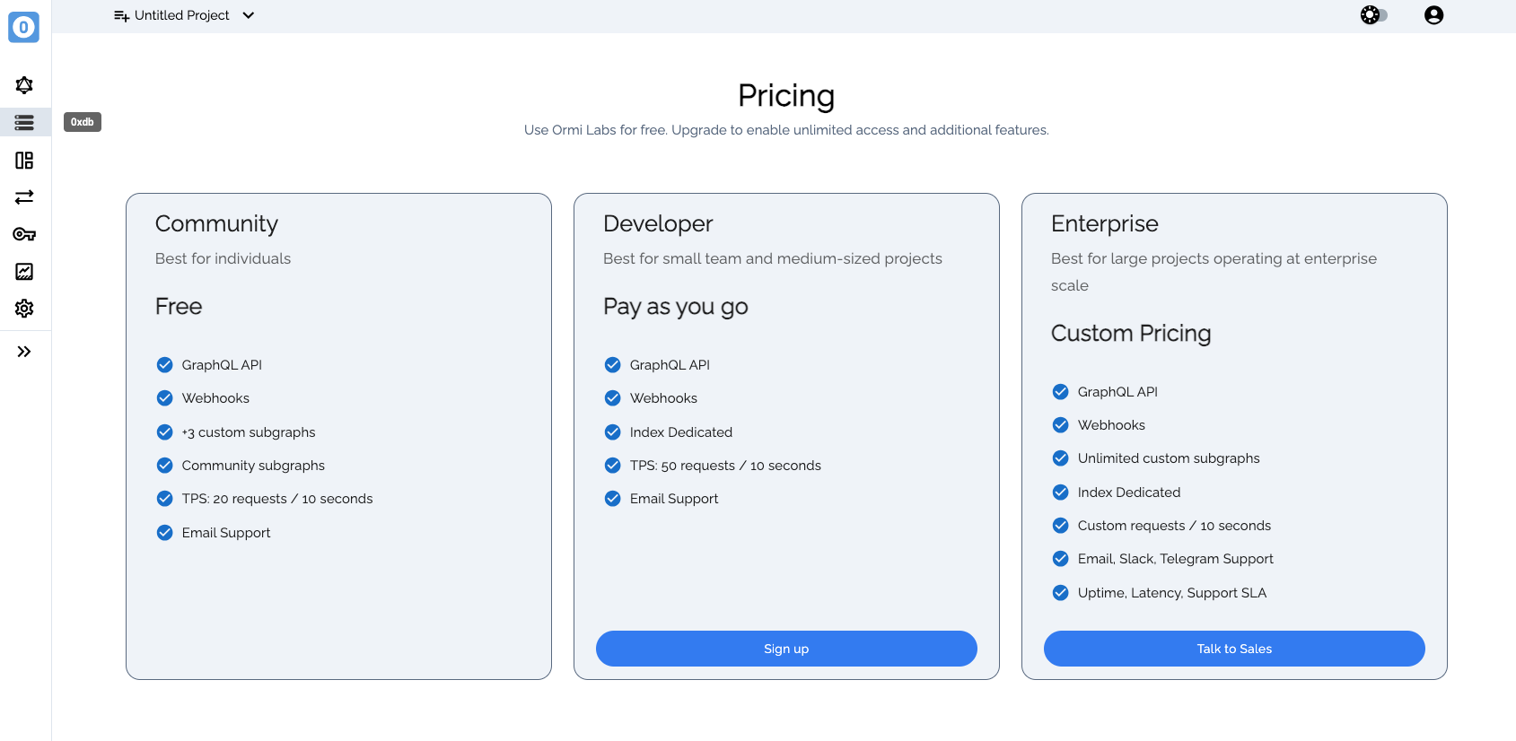 0xGraph Subscription Plans