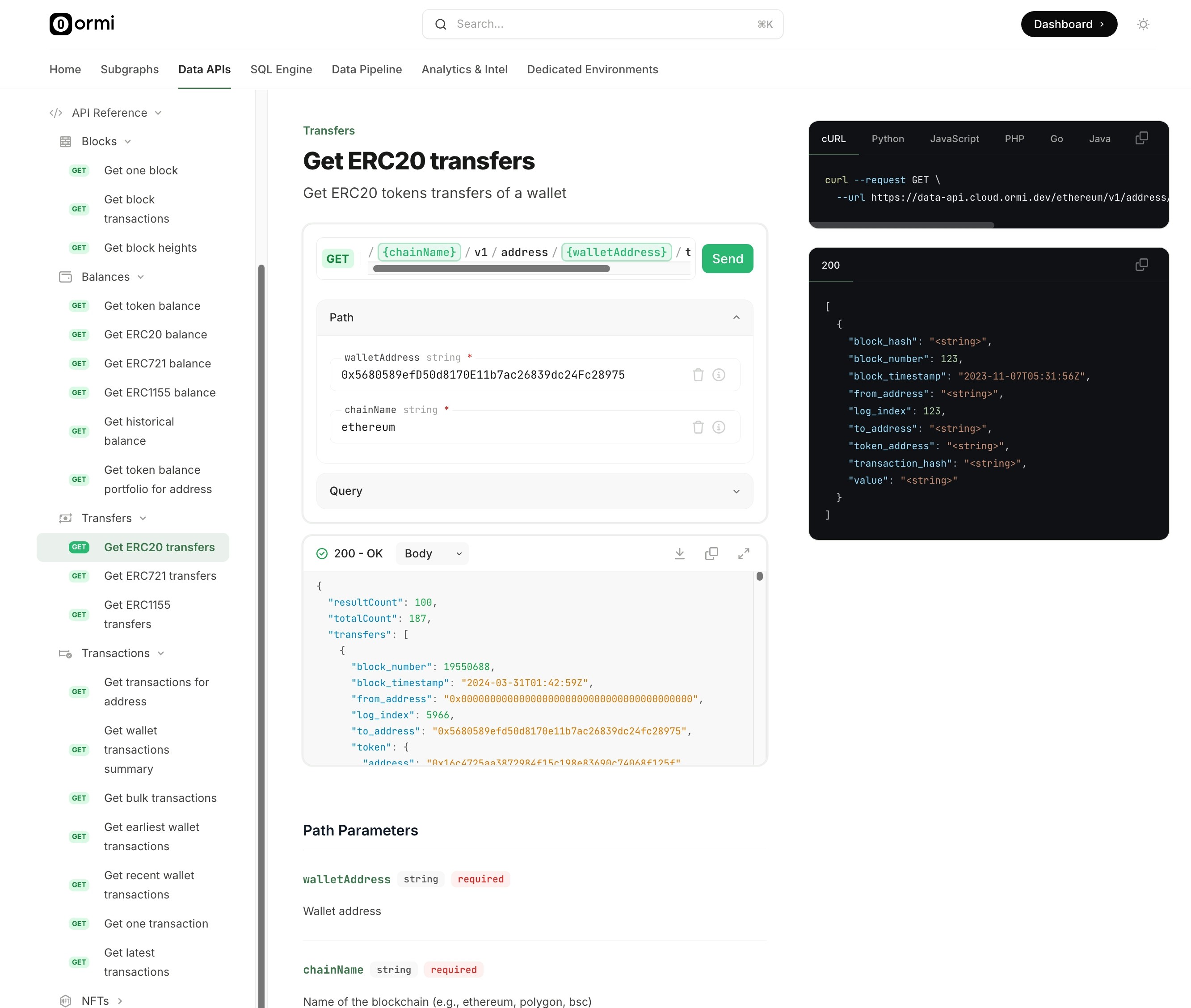 Retrieve ERC20 transfers