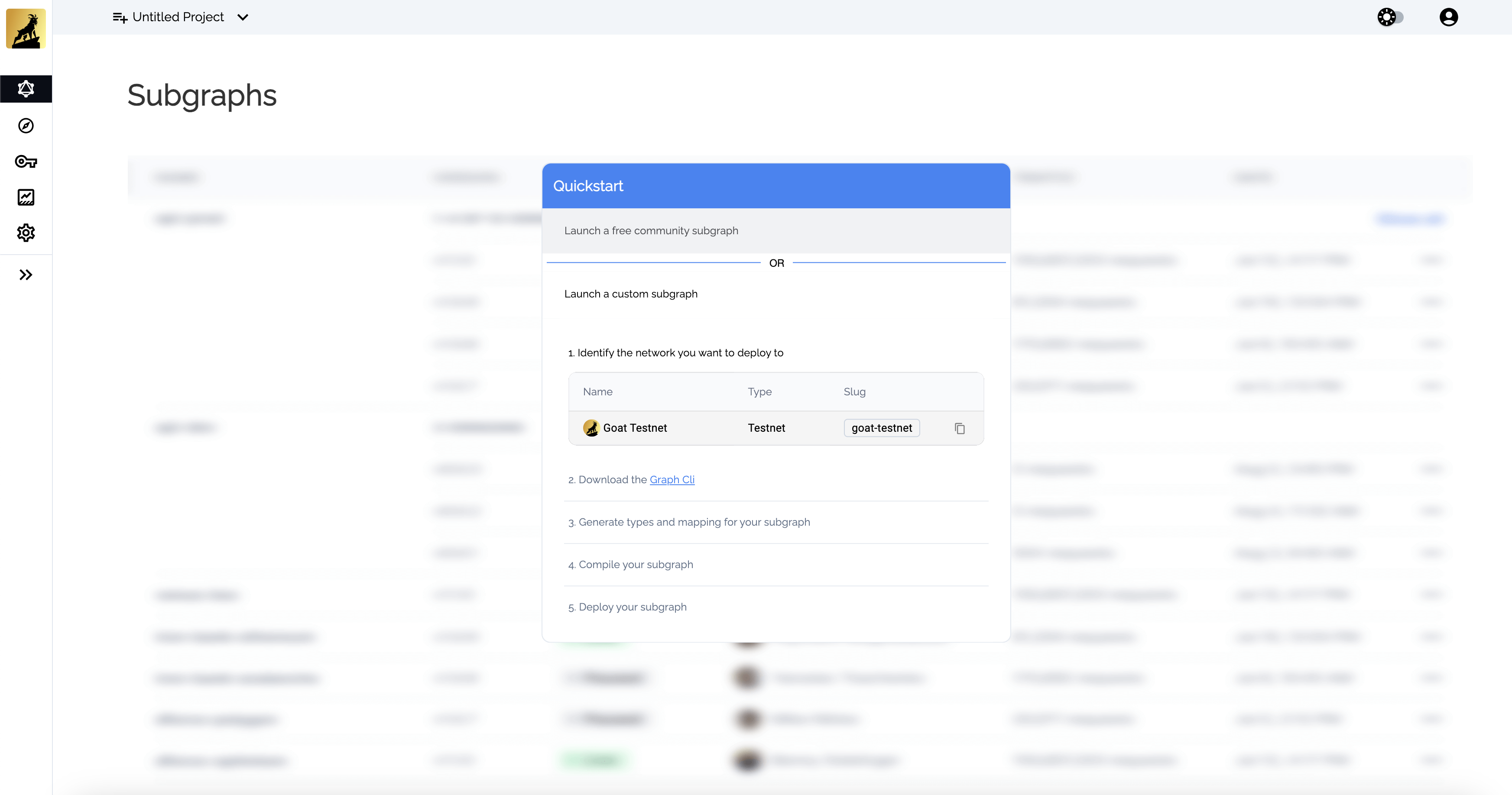 Subgraph analytics page