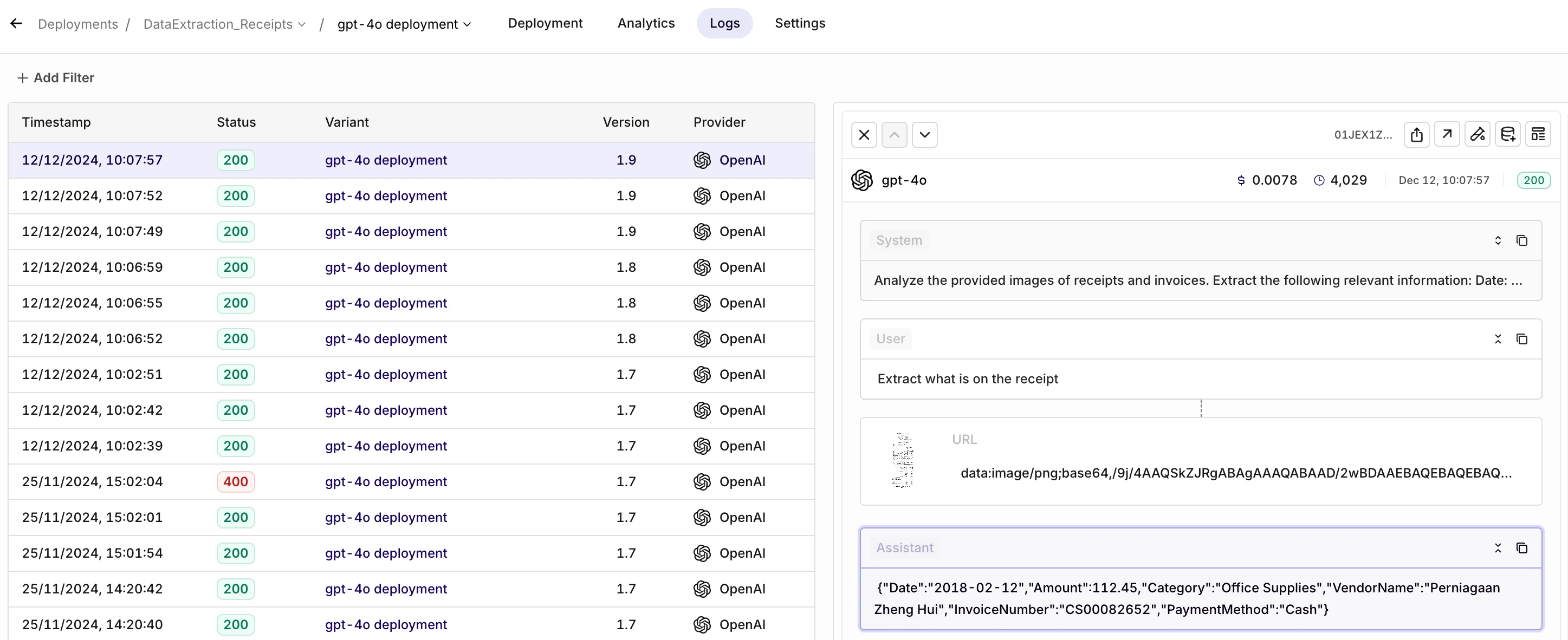 Iterate through each Base64-encoded image and invoke the deployment