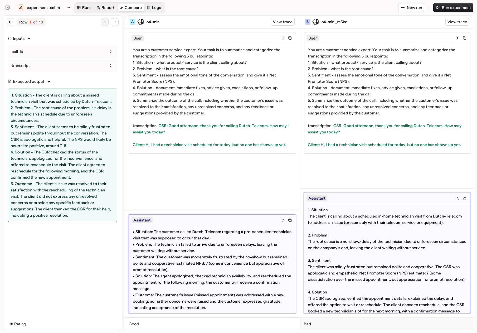 Models Comparison Experiment Models Comparison Experiment