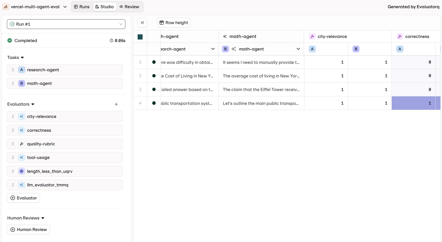 Add evaluator in Experiment Studio