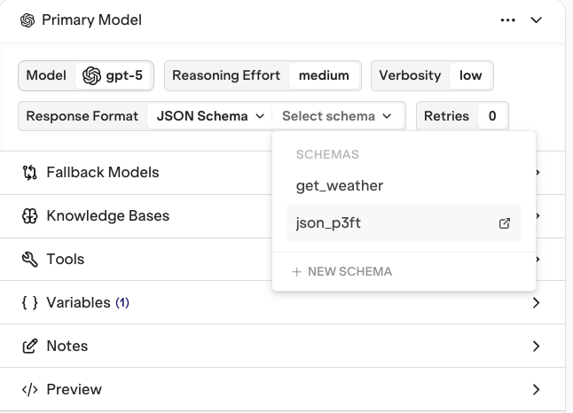Deployment JSON schema configuration