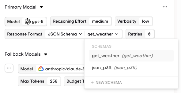 Deployment JSON schema configuration