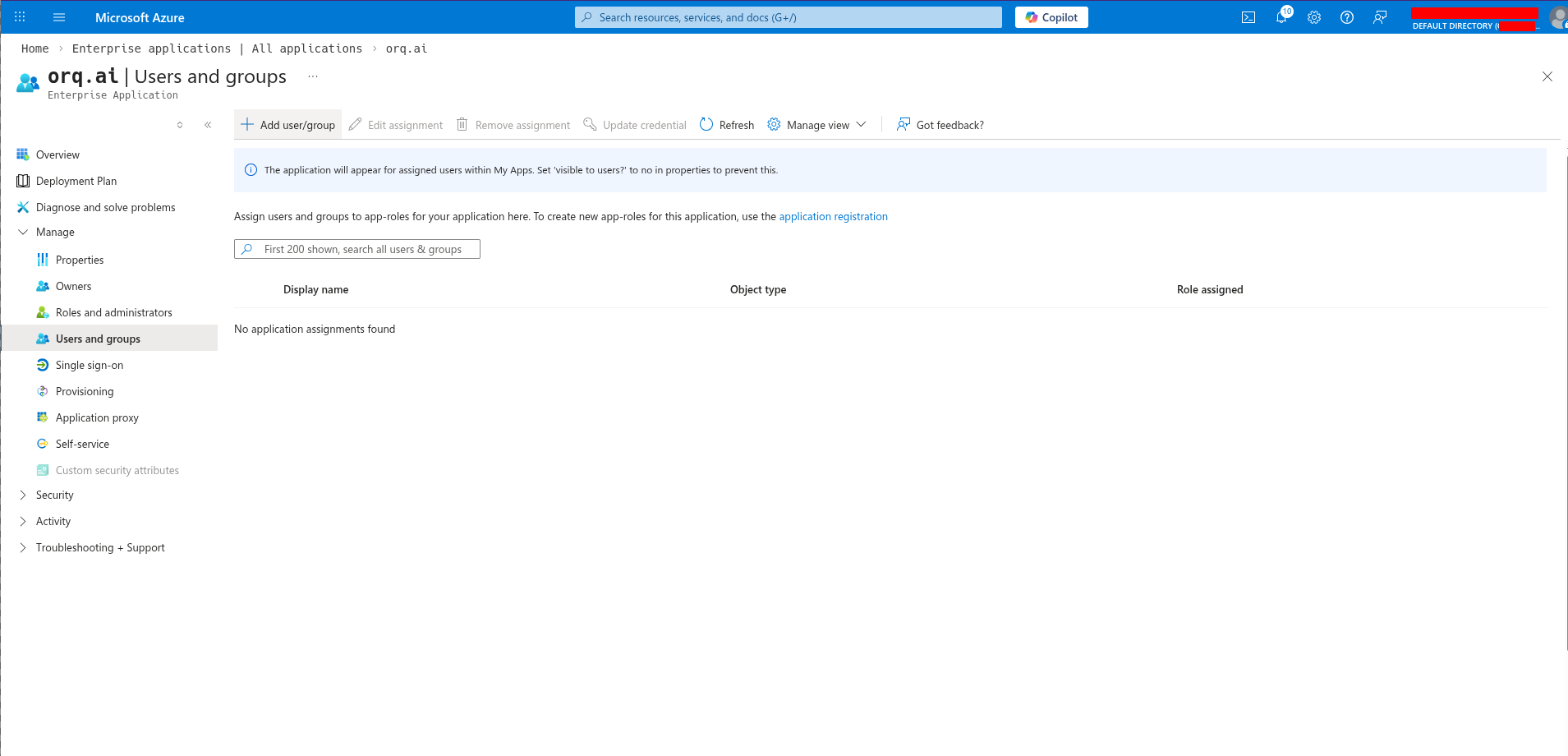 Users and groups assignment