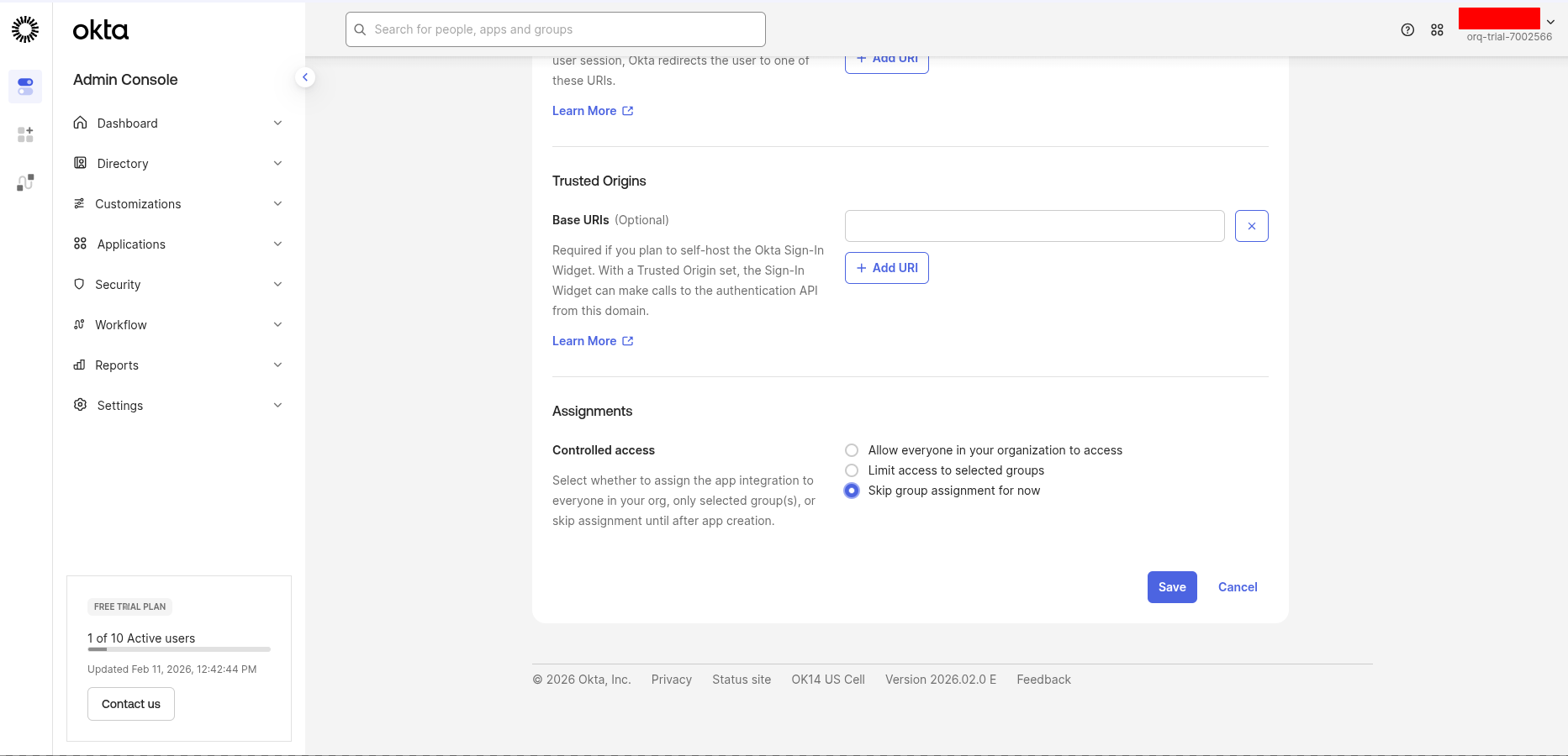 Set controlled access and save