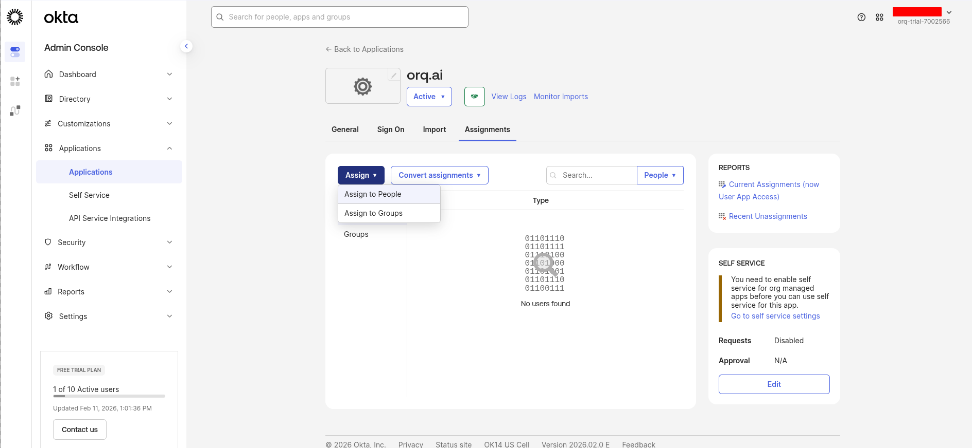 Assign users to Okta application