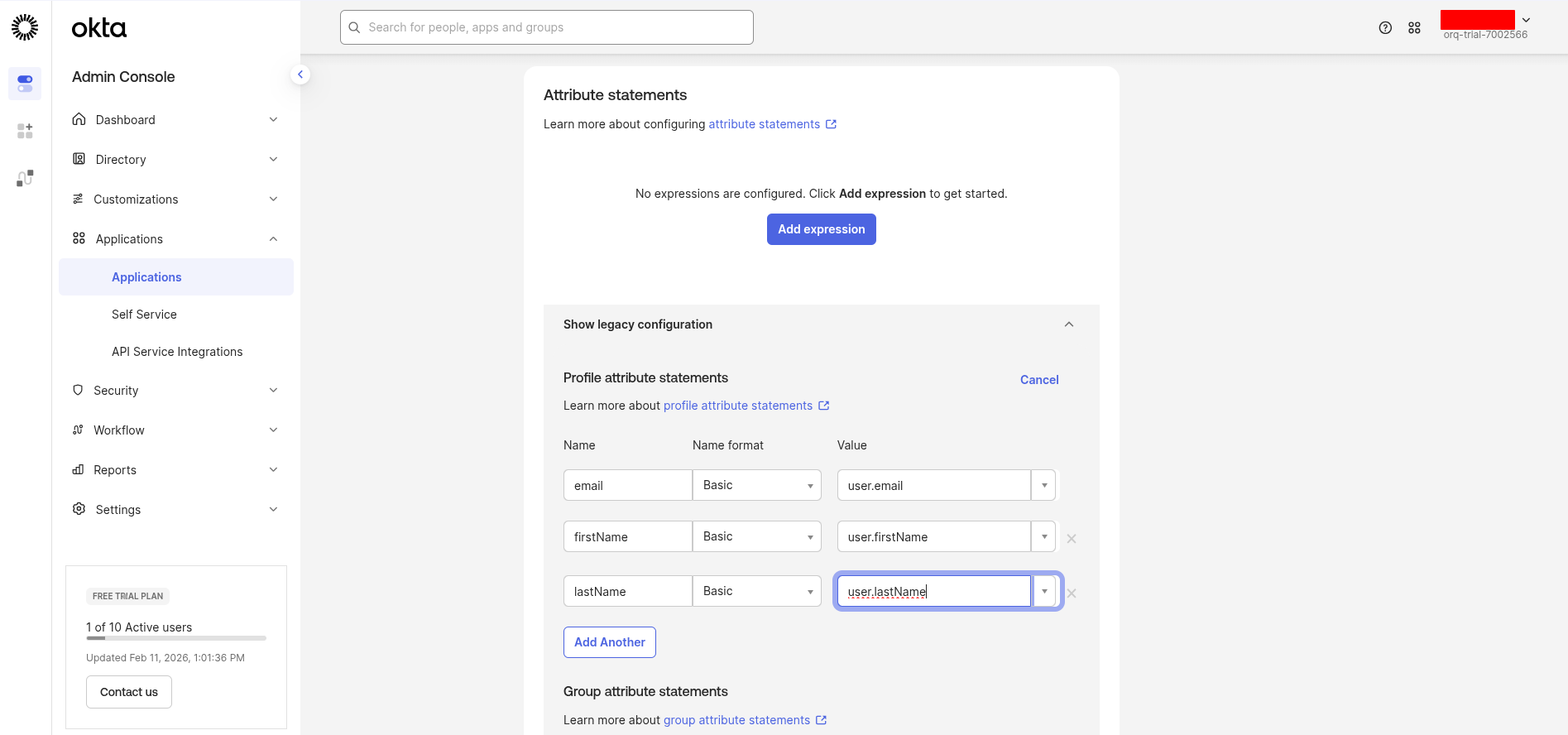 Legacy attribute configuration