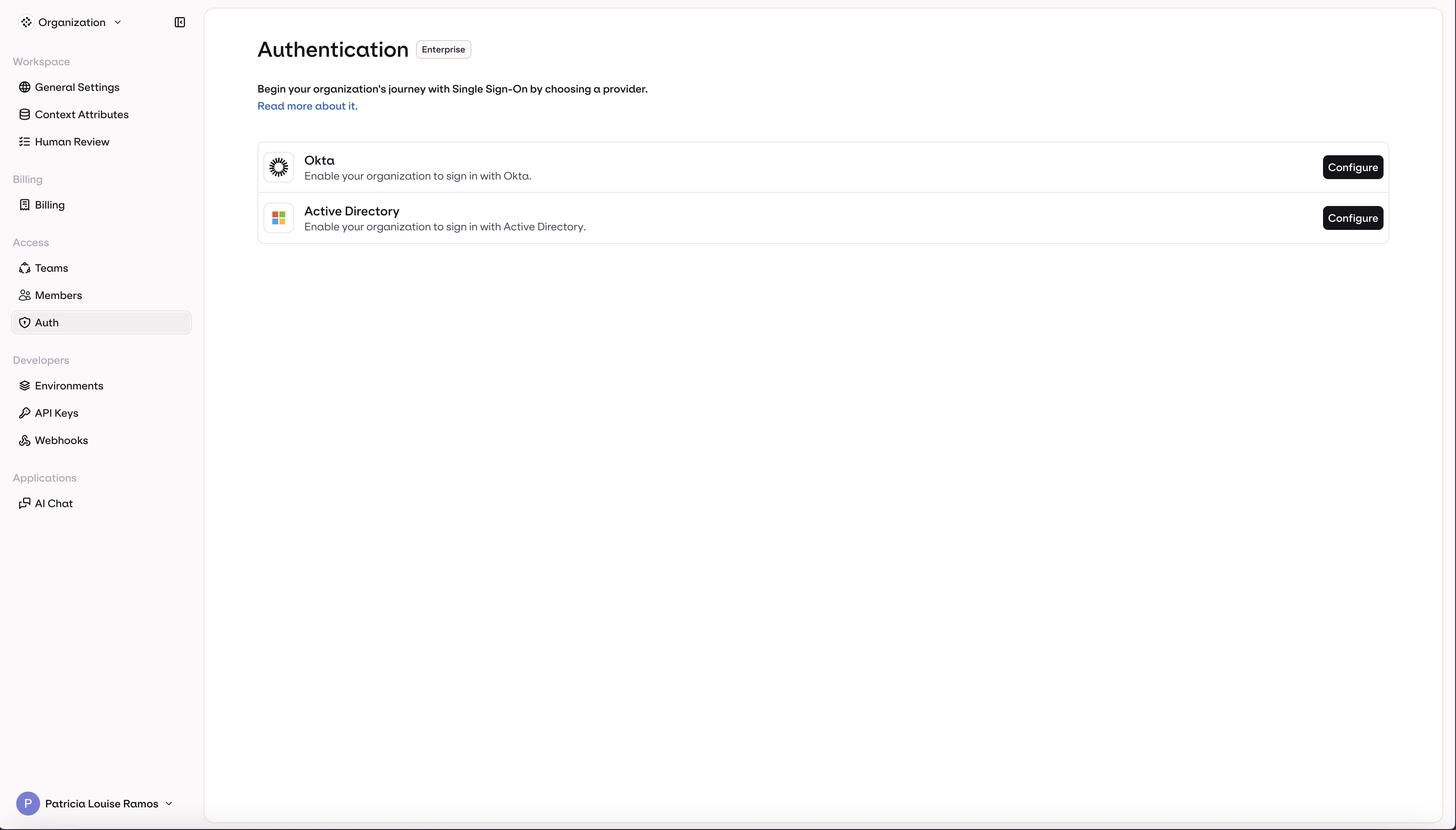 SSO Authentication page