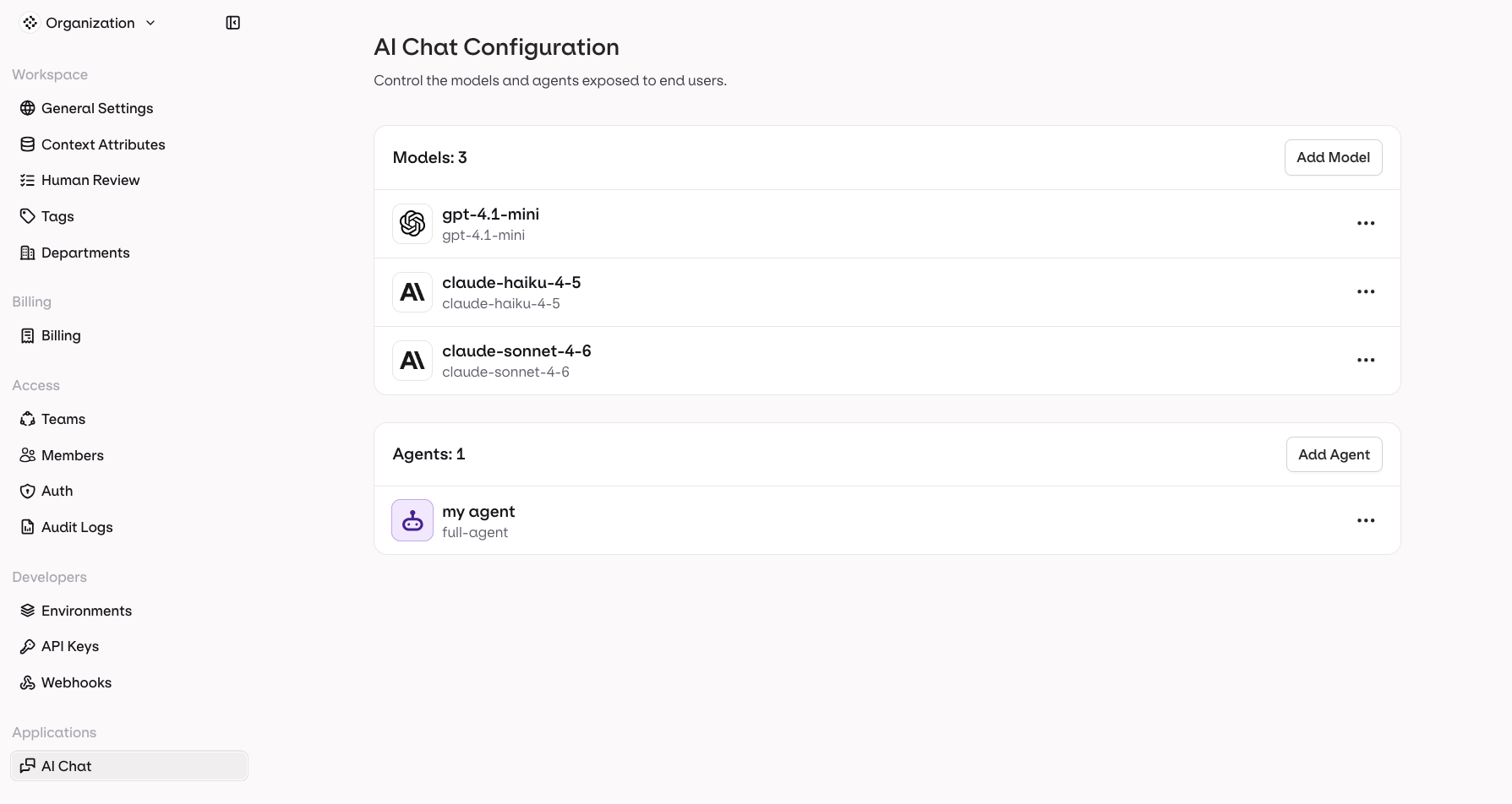 AI Chat Configuration