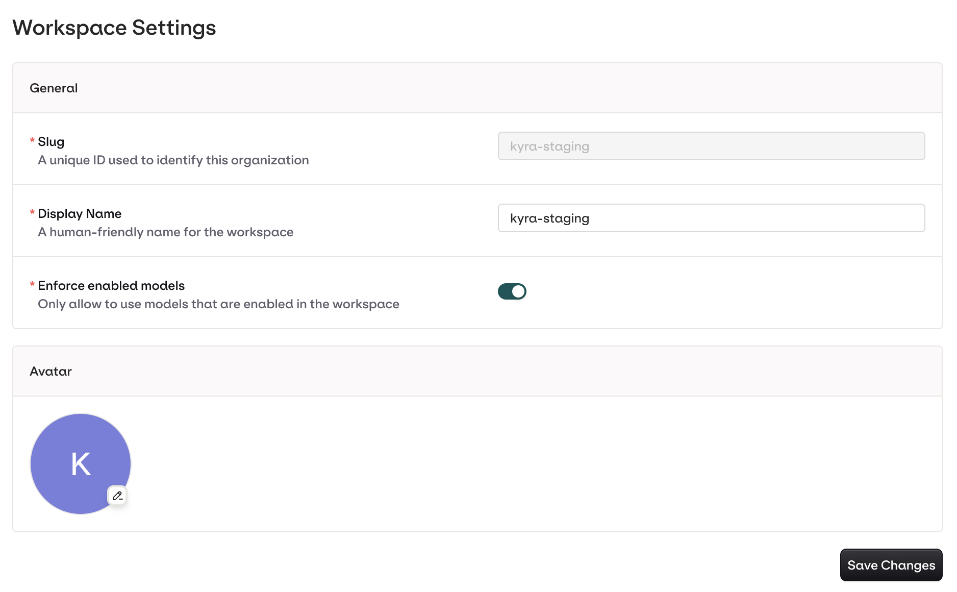 Workspace Settings