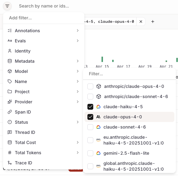 Trace filters