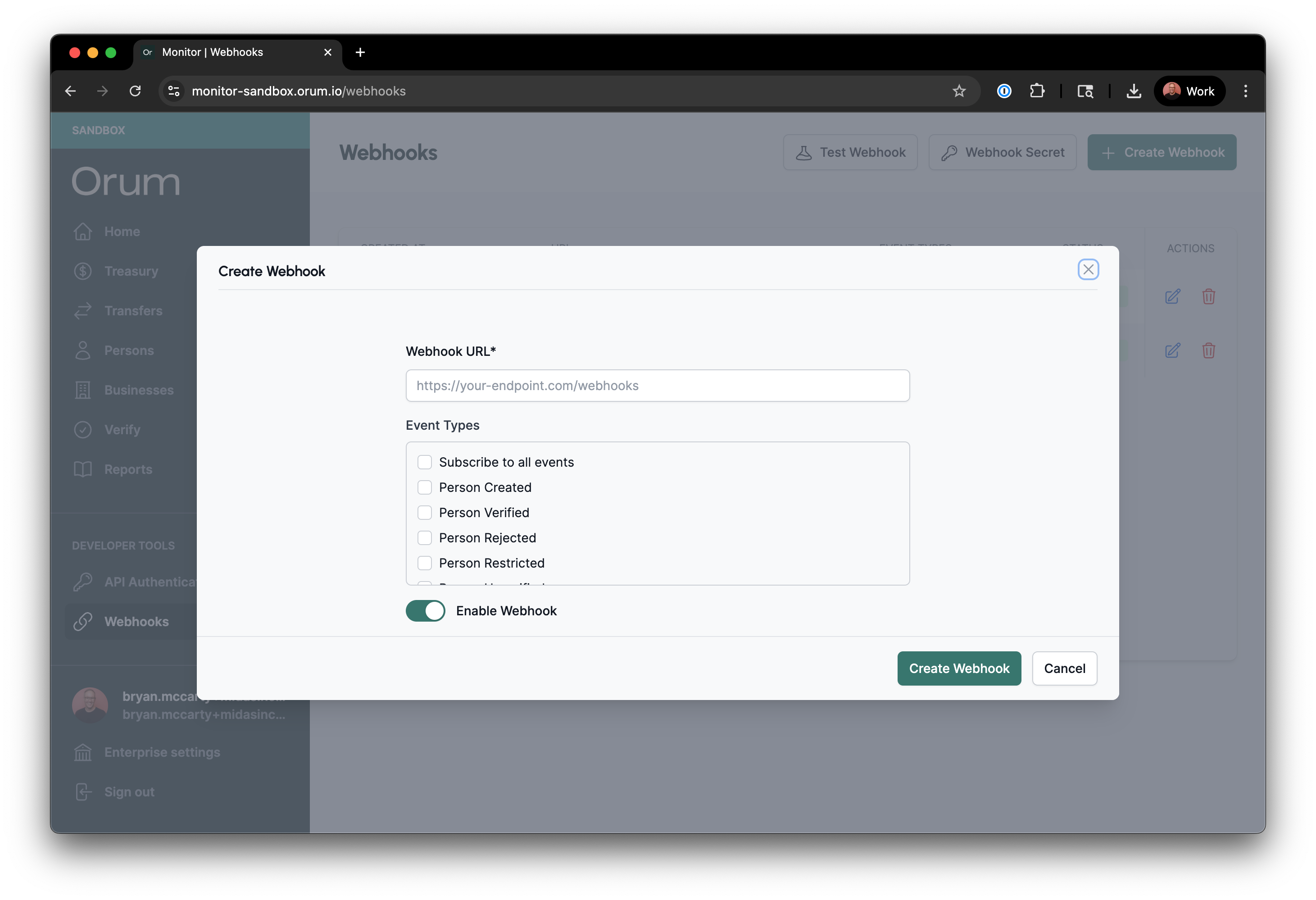 Webhook Management - Developer Docs