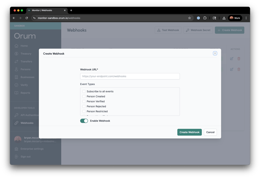 Webhook Management - Developer Docs