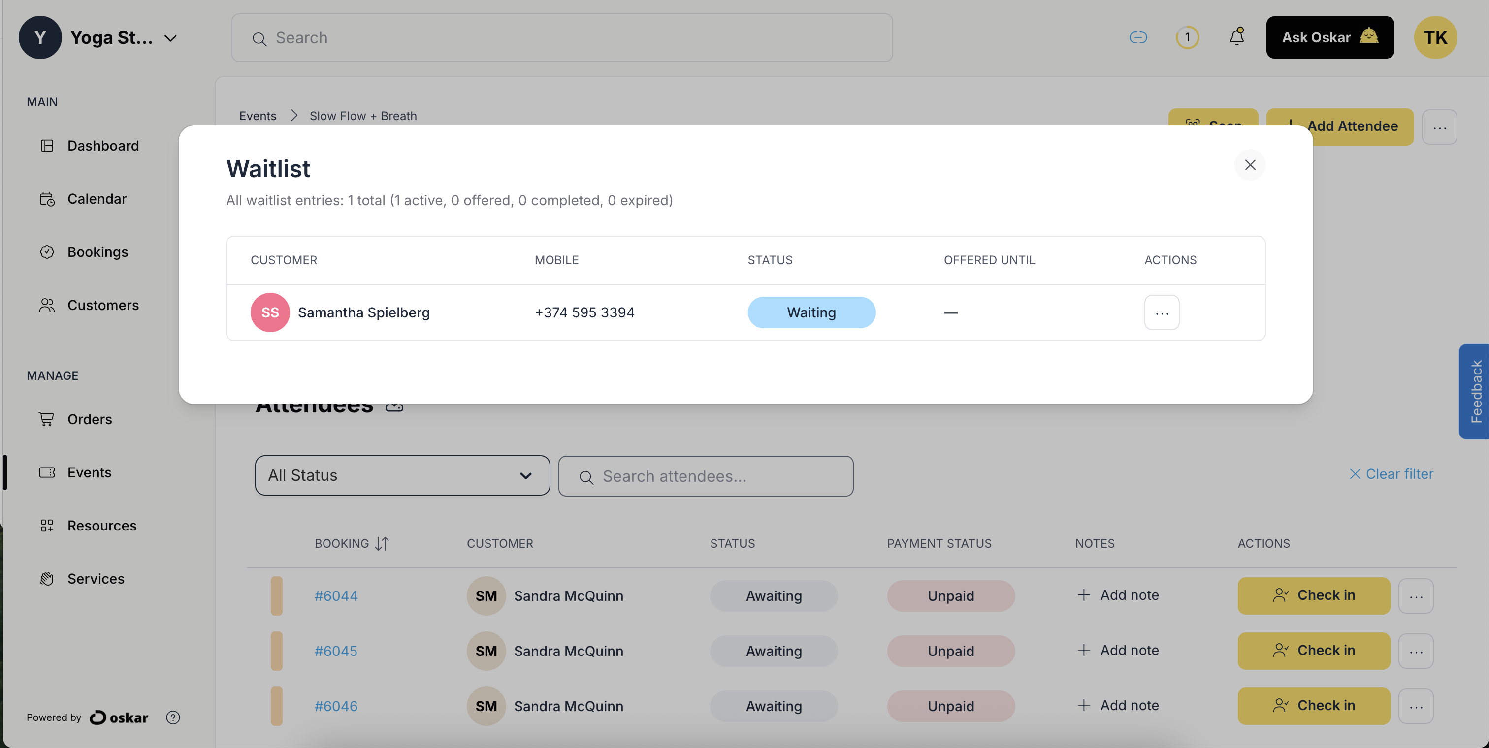 Waitlist Admin View Pn