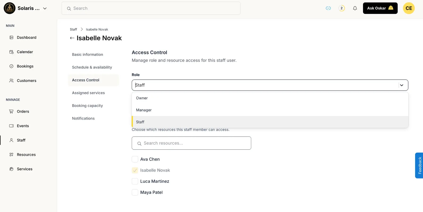 Role Management Oskar Web