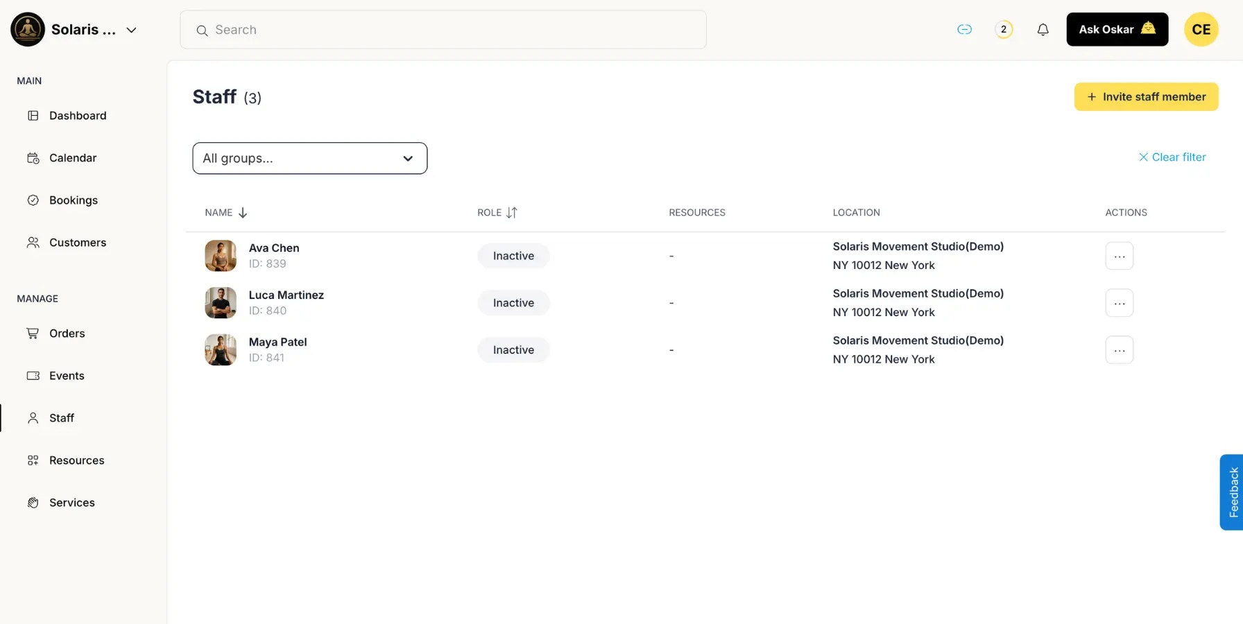 Staff Management Oskar Web
