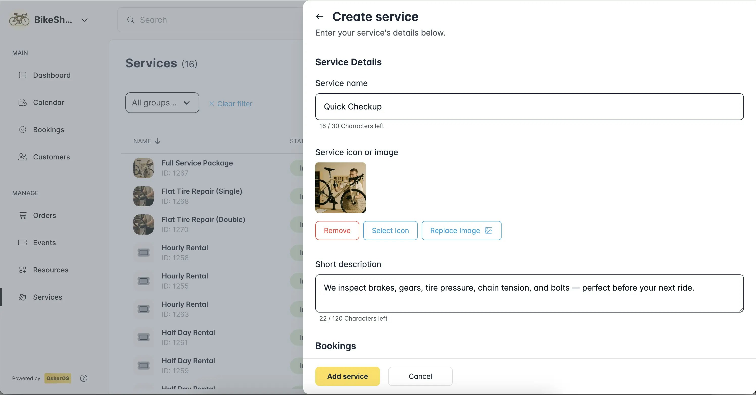 Oskar OS Create A Service Web