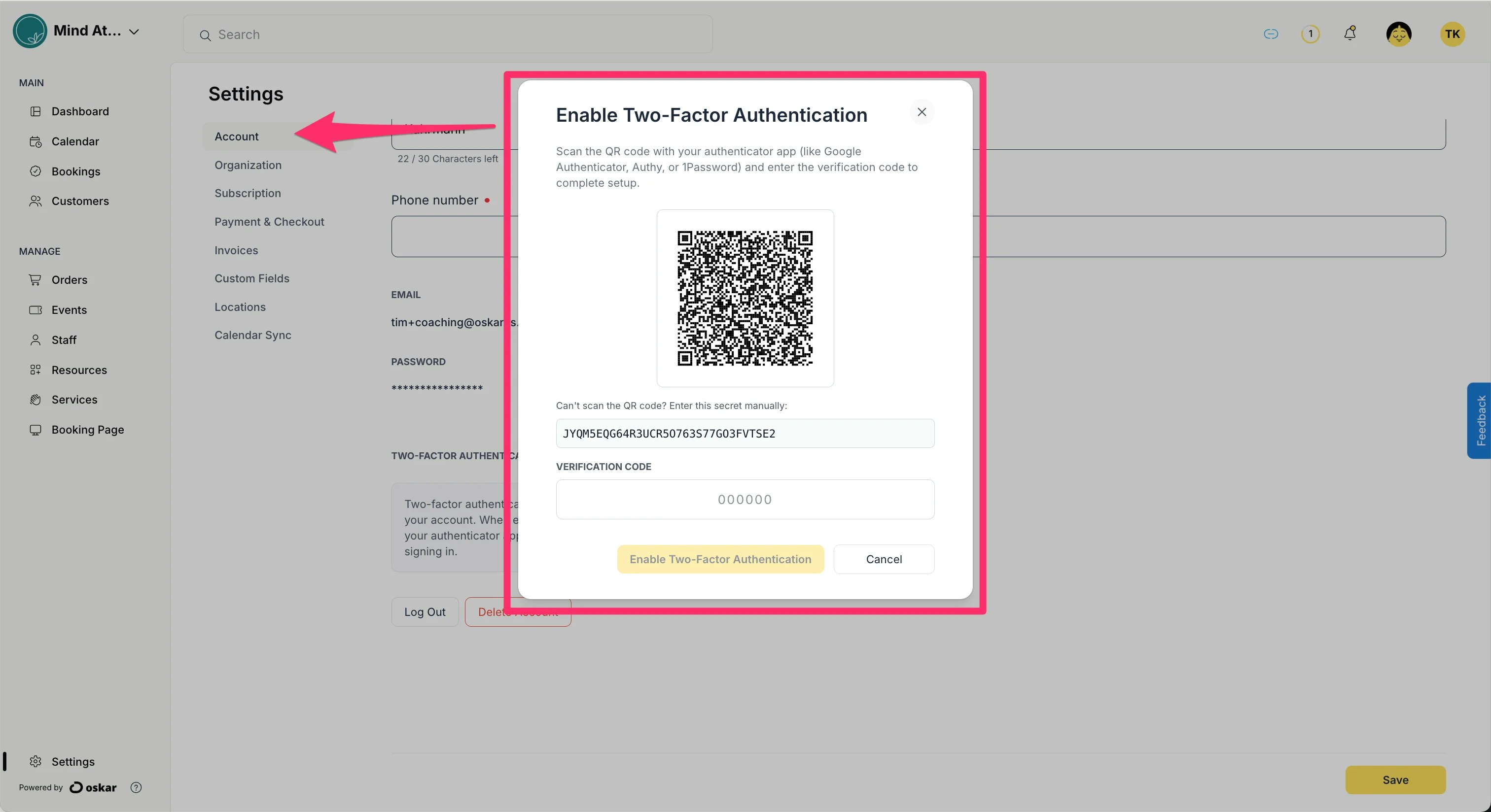 Two Factor Authentication Oskar Web