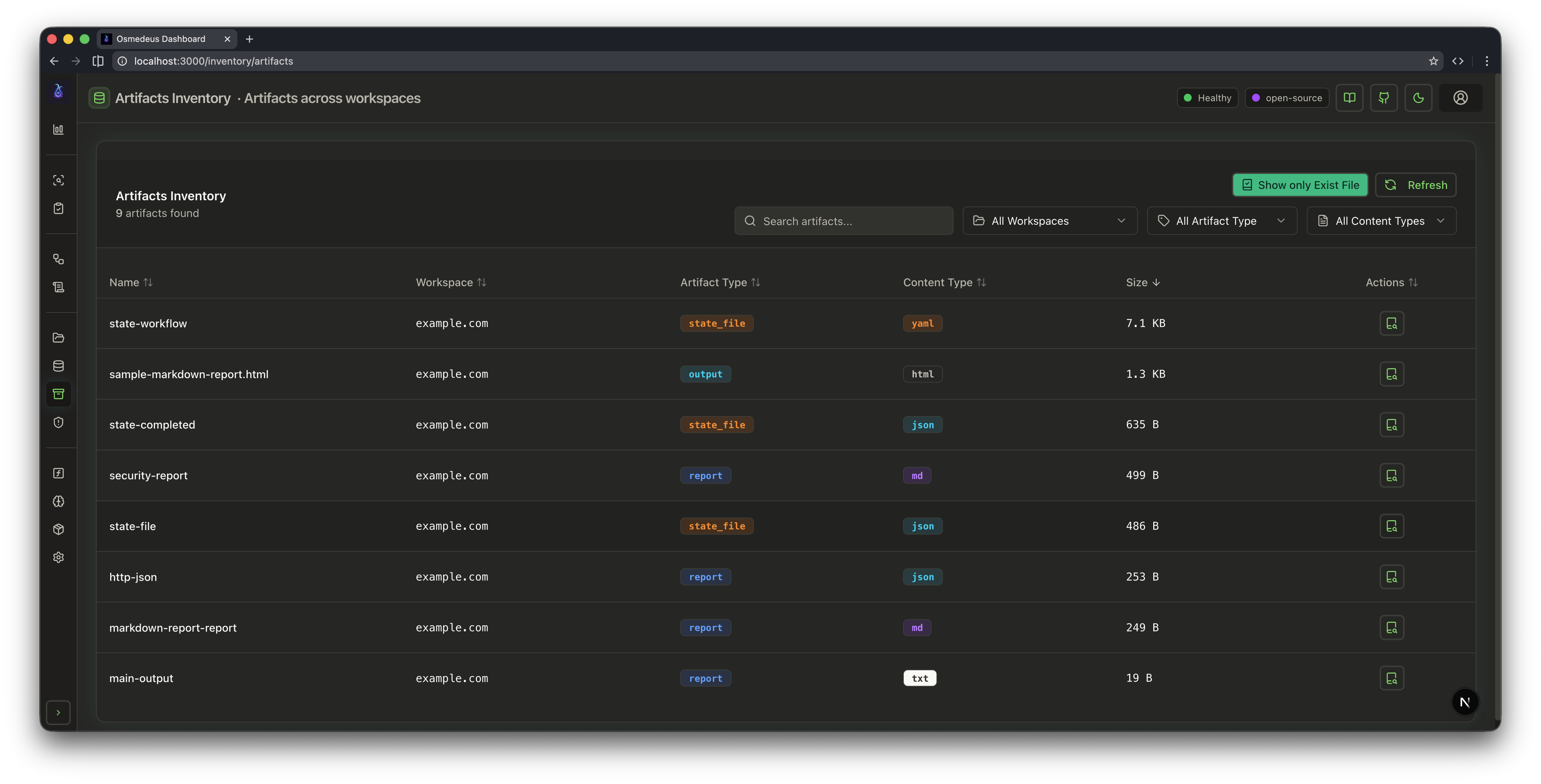 web-ui-artifact-list