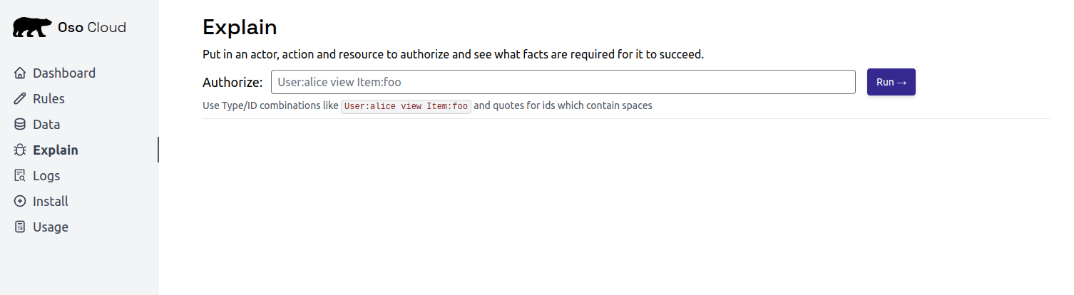 Screenshot of the Explain tab