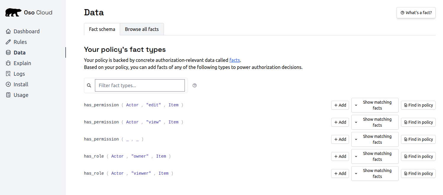 Screenshot of the Data tab