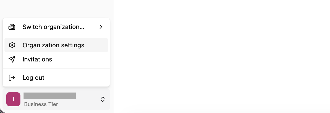 Organization settings in the Oso UI