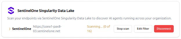 SentinelOne EDR card while scanning