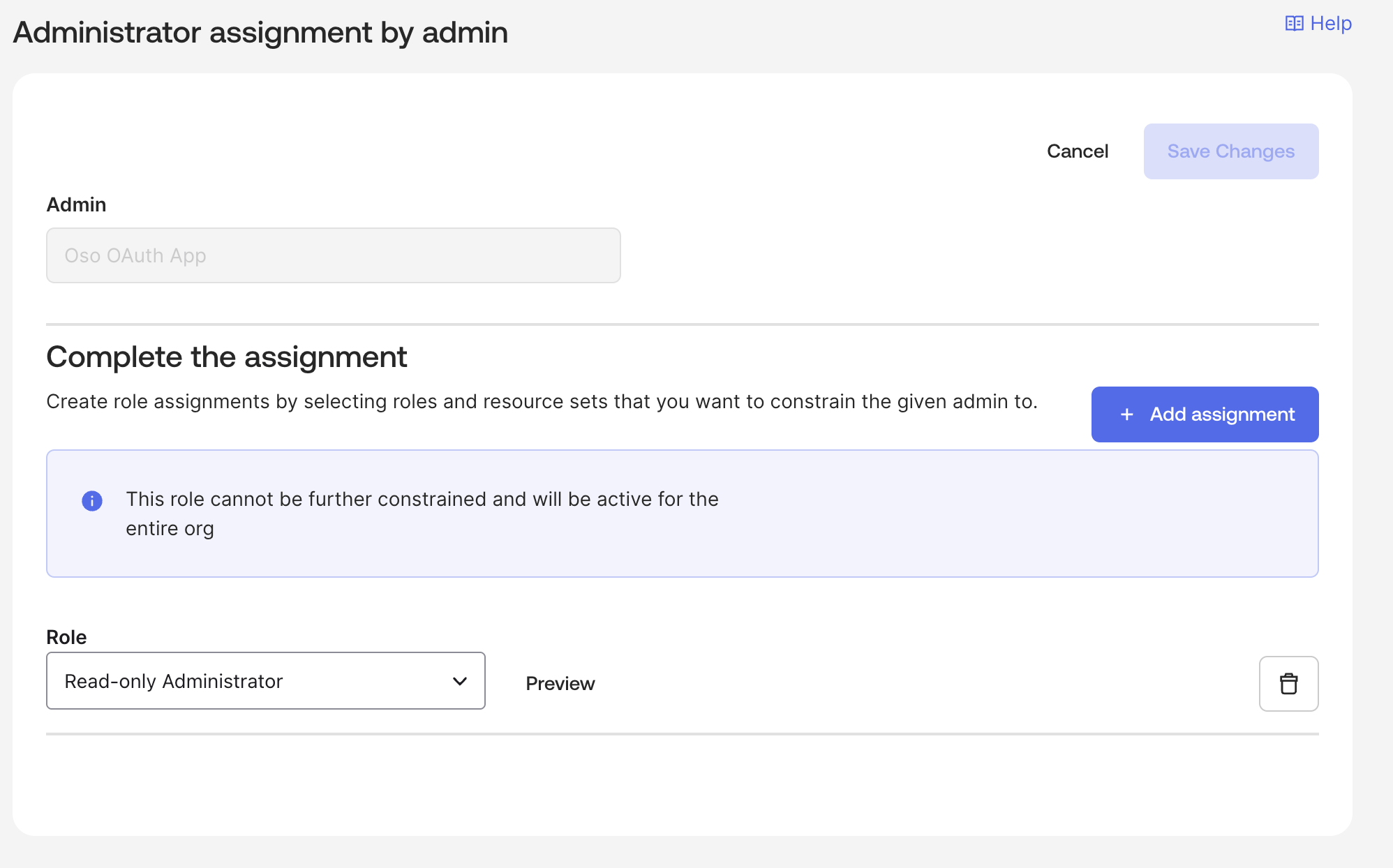 Connect Okta Read Only Admin