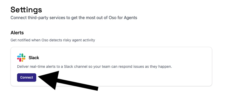 Oso integrations settings page