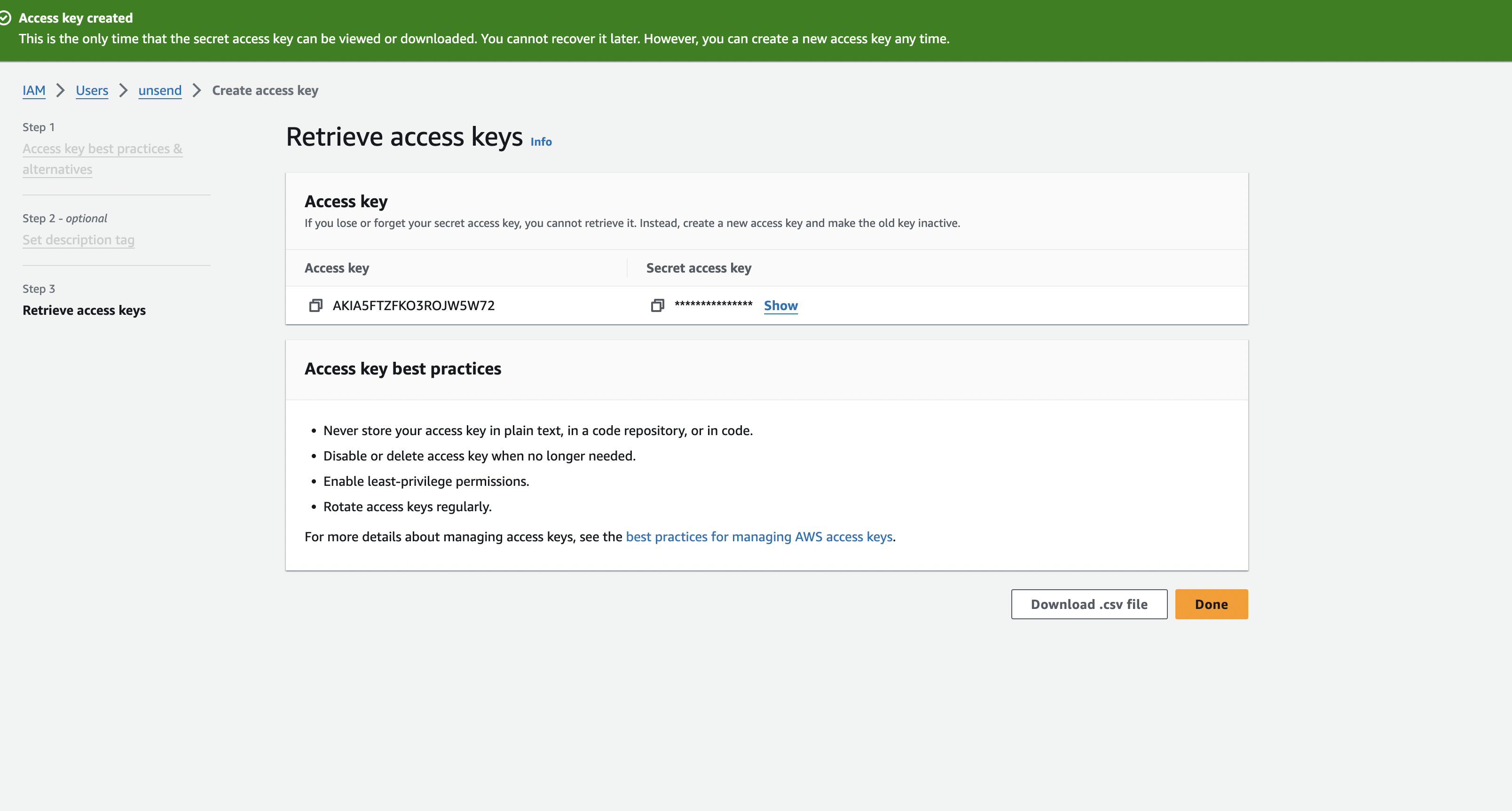 create access key