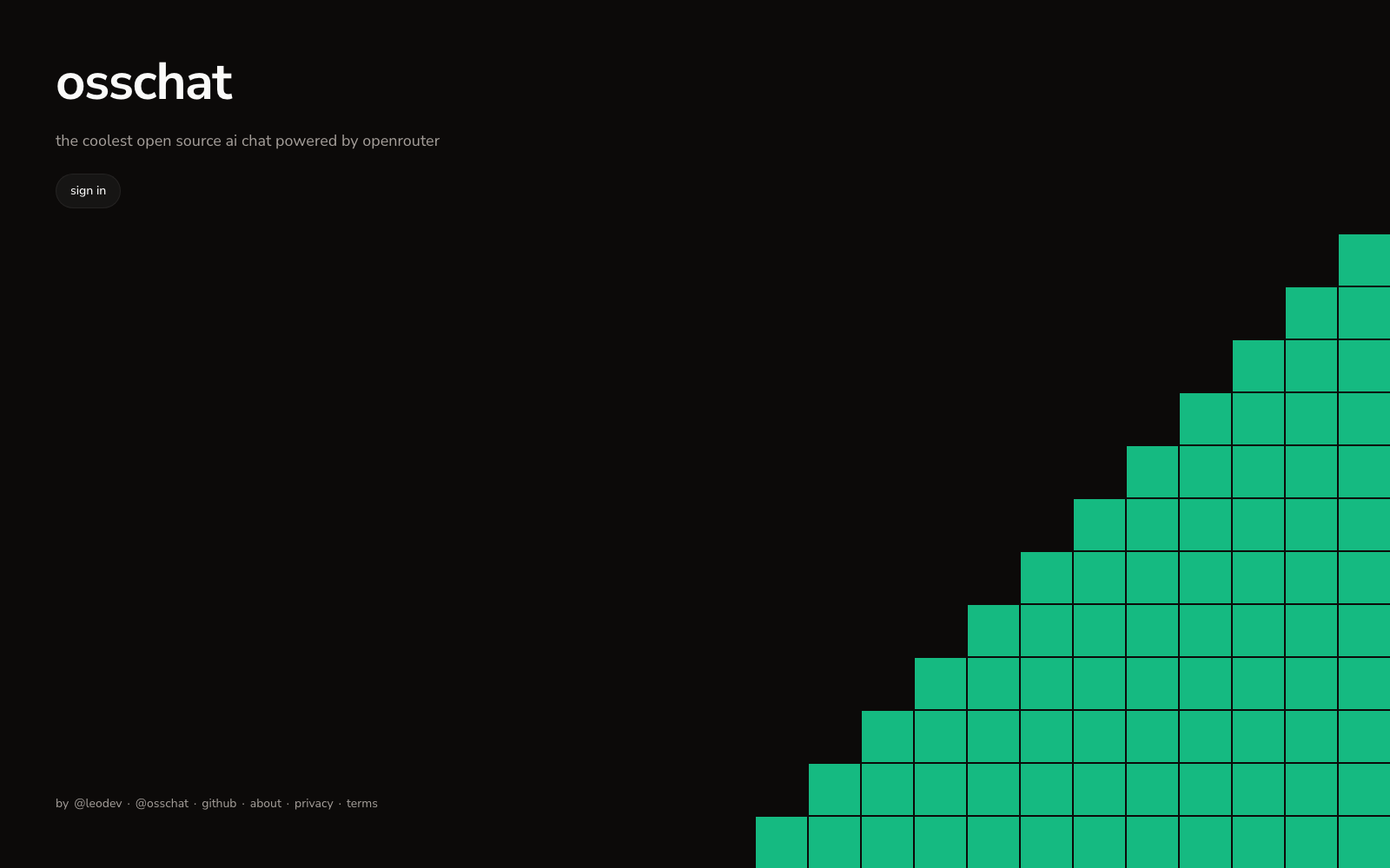 OpenChat homepage hero in dark mode