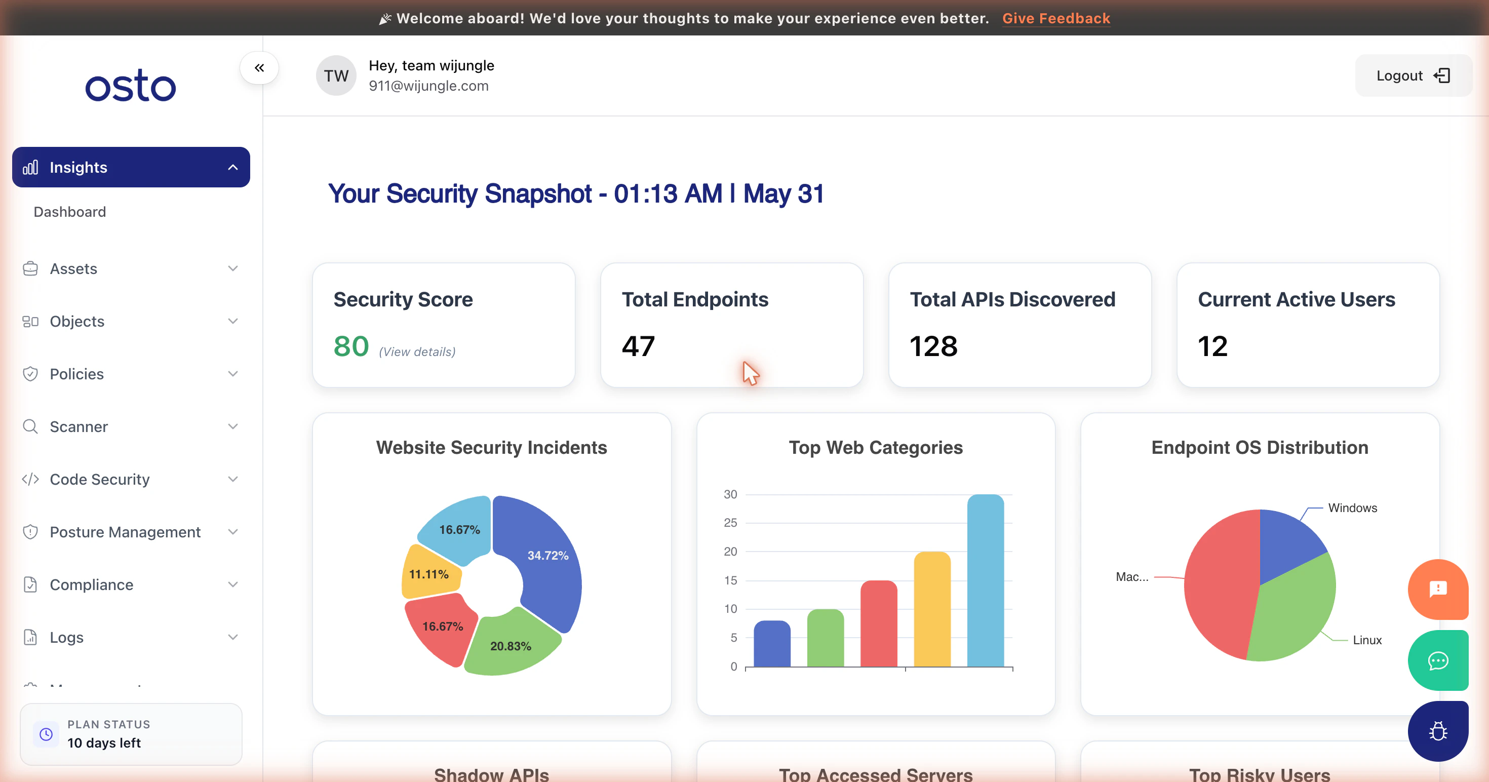 Insights → Dashboard