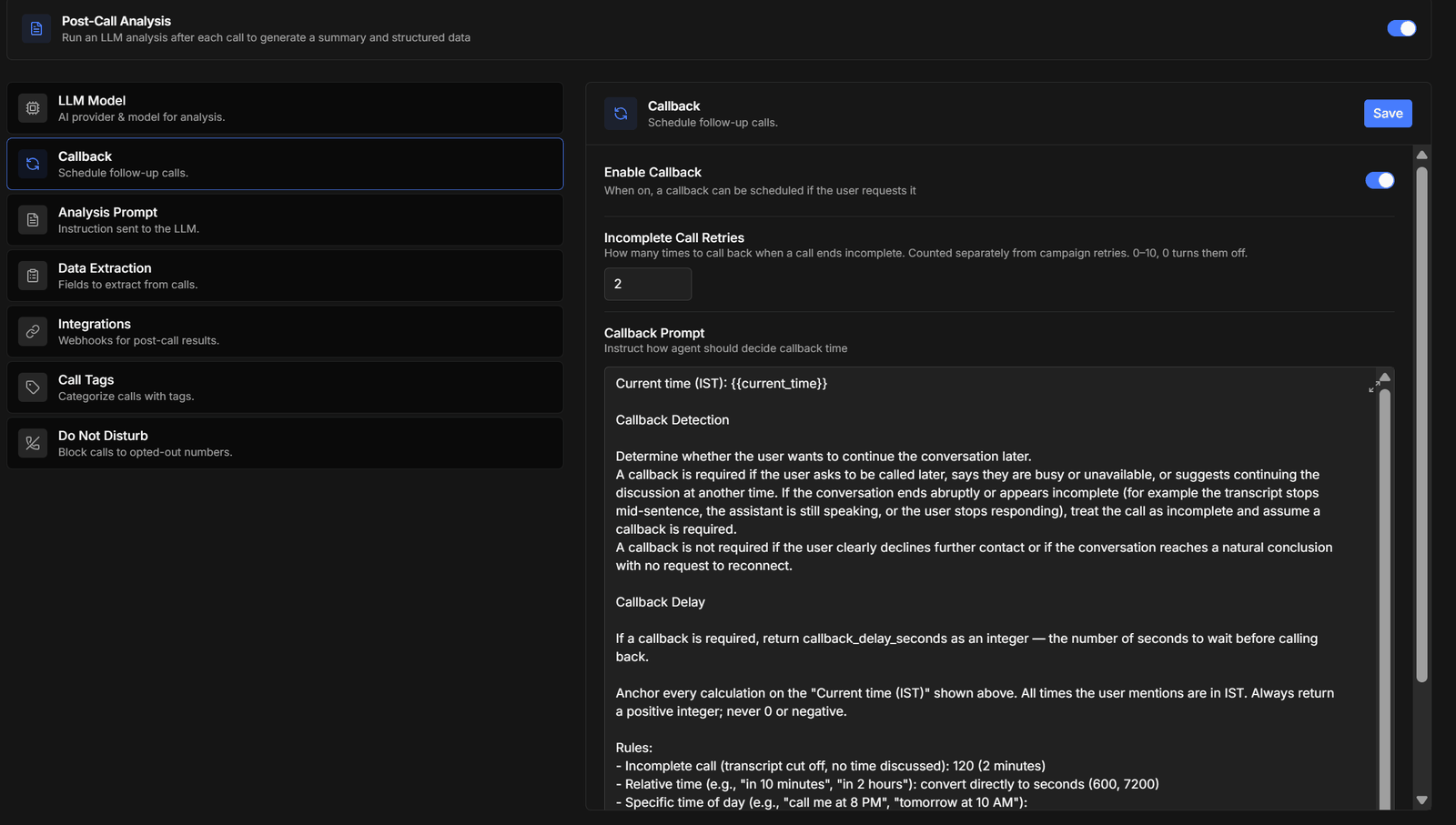 Callback with retries and the callback prompt