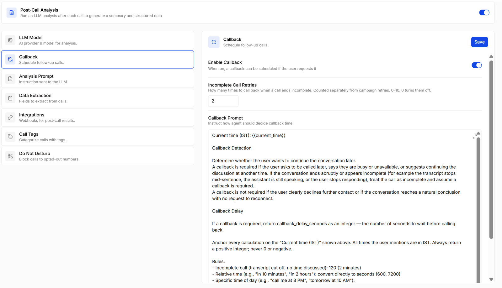 Callback with retries and the callback prompt