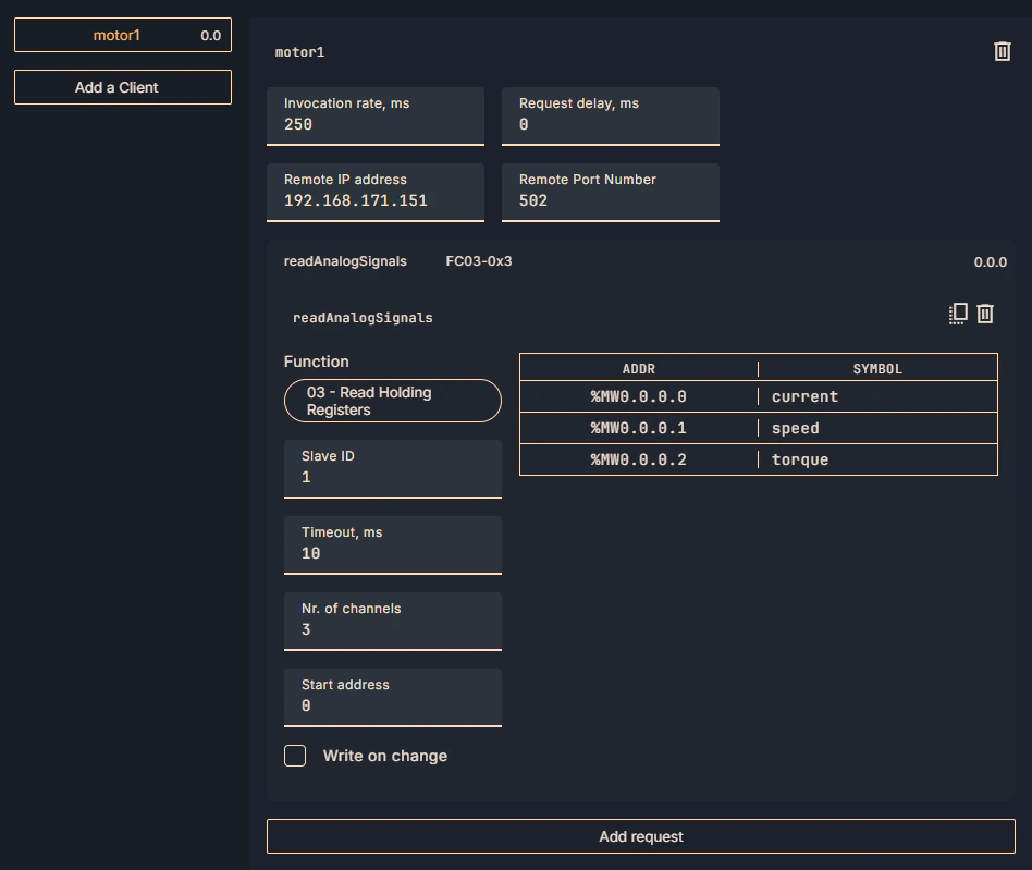 Modbus Configuration Dark