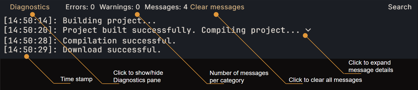 Diagnostics Pane Dark