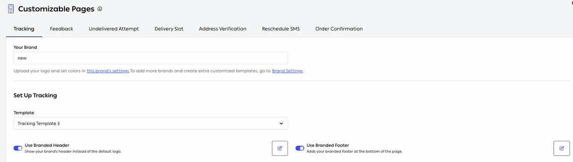 The Customizable Pages screen