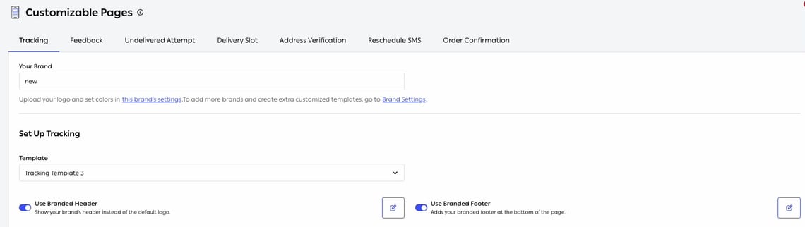 The Customizable Pages screen