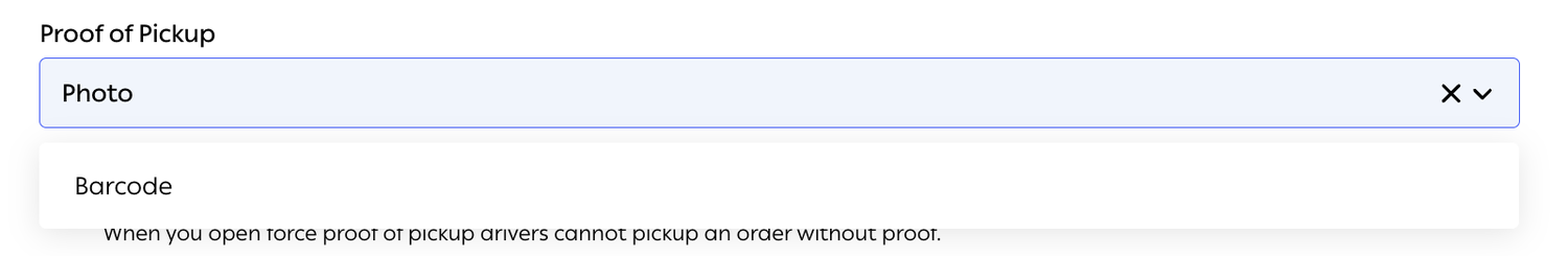 Proof of Pickup options