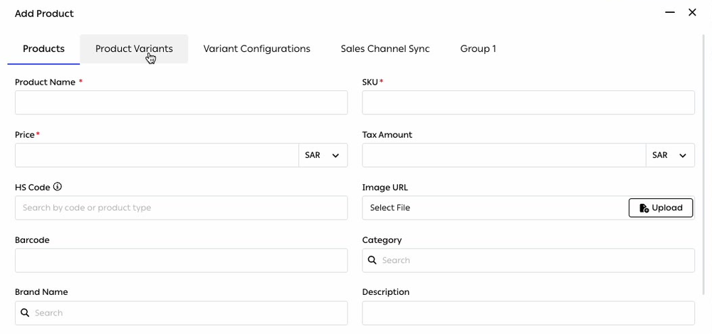 The top of the Add Product form