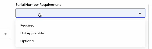 The Serial Number Requirement options