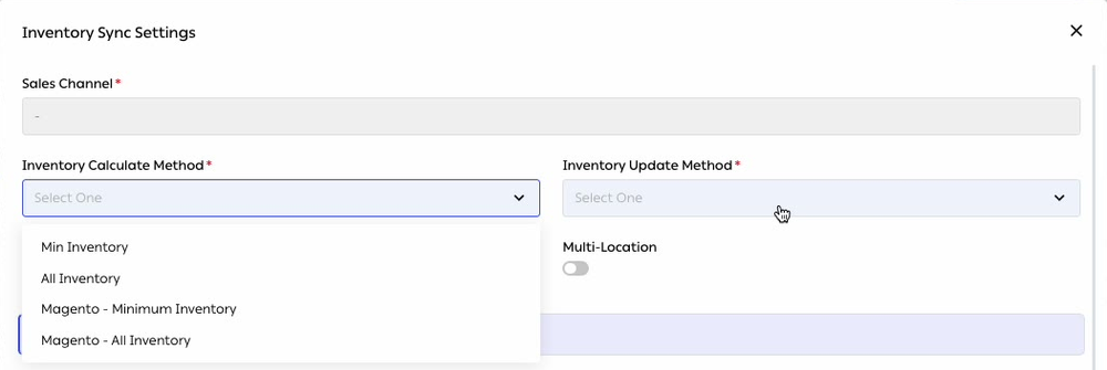 The Inventory Calculate Method options