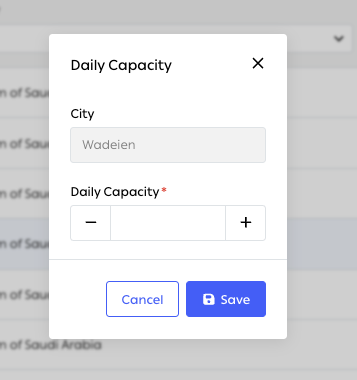 Setting daily capacity for a city