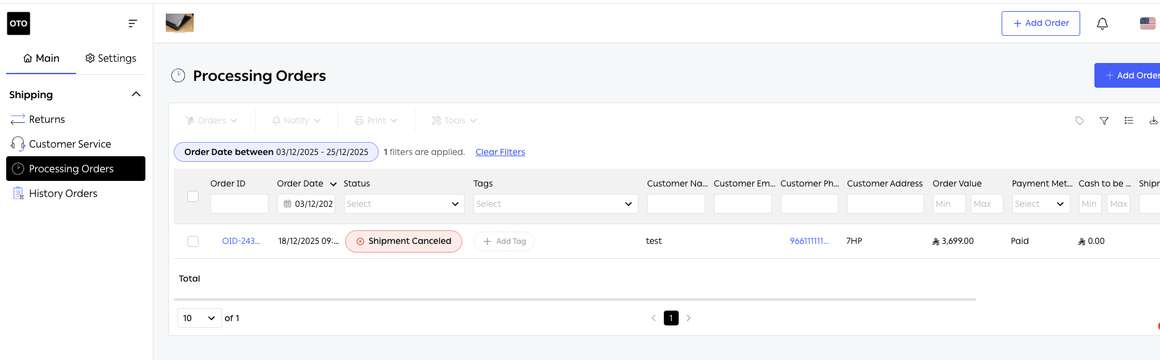 Processing Orders, the agent view