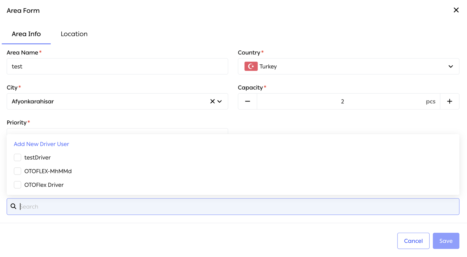 Assigning drivers to an area
