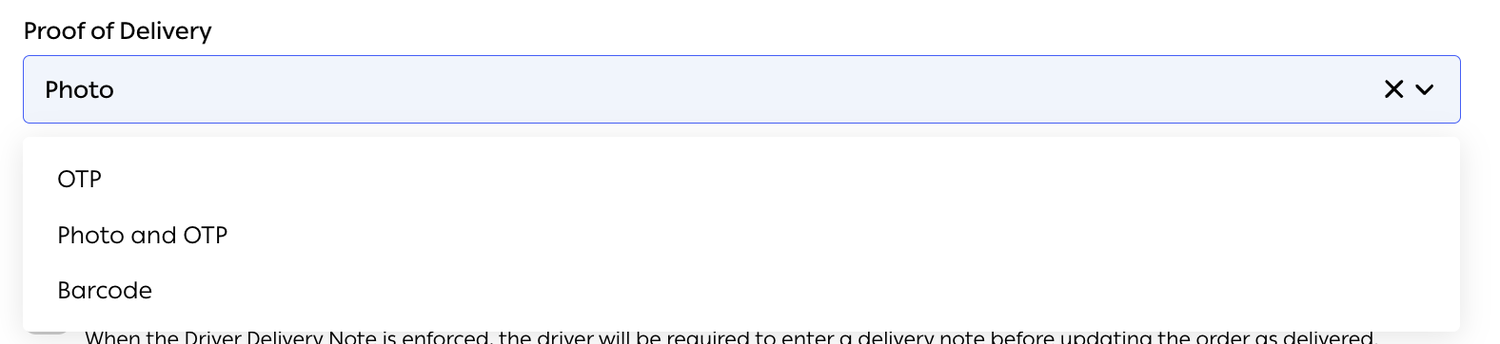 Proof of Delivery options